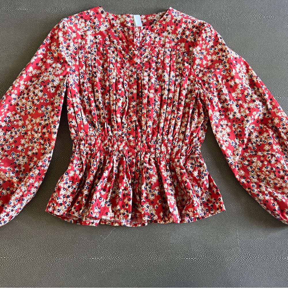 Elegant Floral Red Blouse for Women